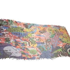 Graffiti Art Print Lightweight Scarf Multi Color Abstract Character tapestry Art